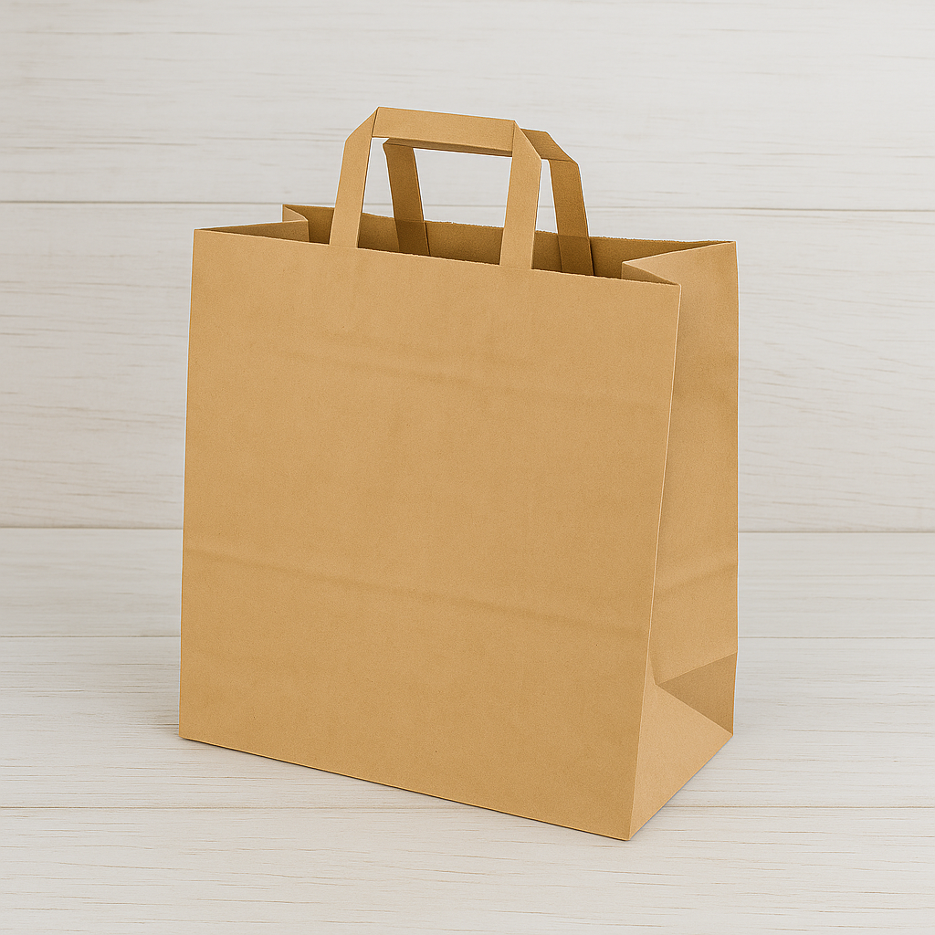 Rudi popieriniai pirk. maišai su flat tipo. rank. 26x17x26mm, 250vnt