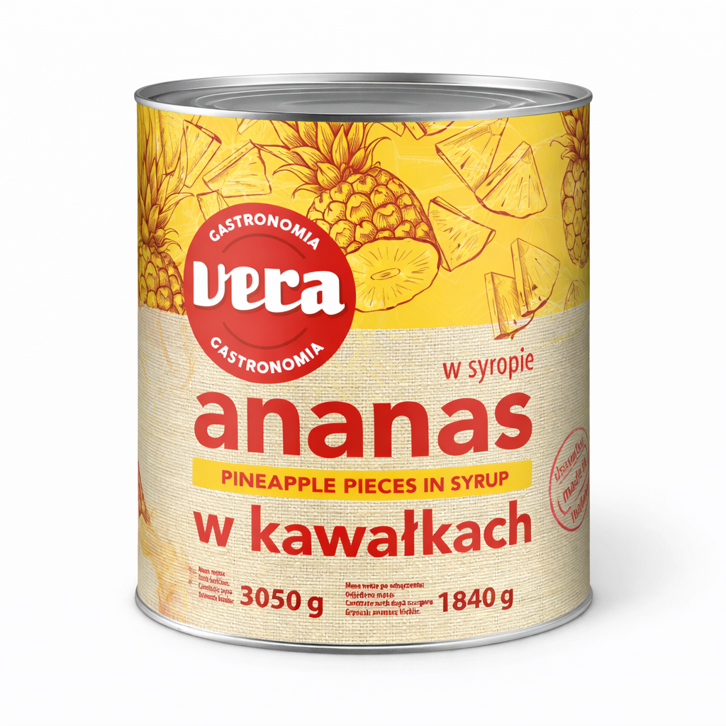 Ananasai konservuoti, gabaliukais 3,05/1,79 kg