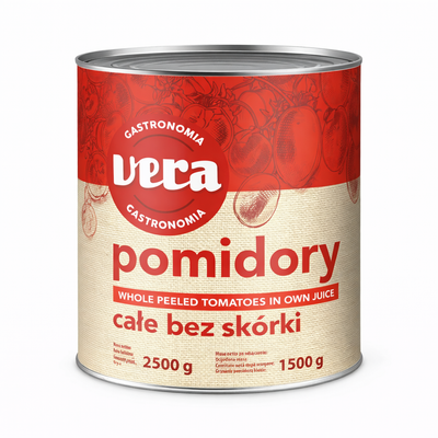 Очищенные помидоры в собственном соку 2,5/1,5 кг