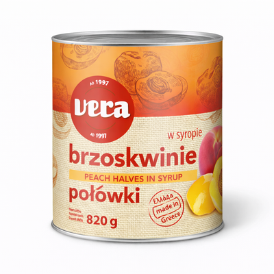 Консервированные половинки персиков 820/480 г