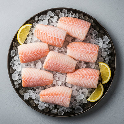 Rudagalvės menkės filė b/o 100-300g IQF 10% glazūra, 5kg