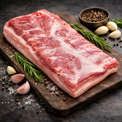 Kiaulienos šoninė be kaulo, be odos, 3-4 kg, vakuumuota